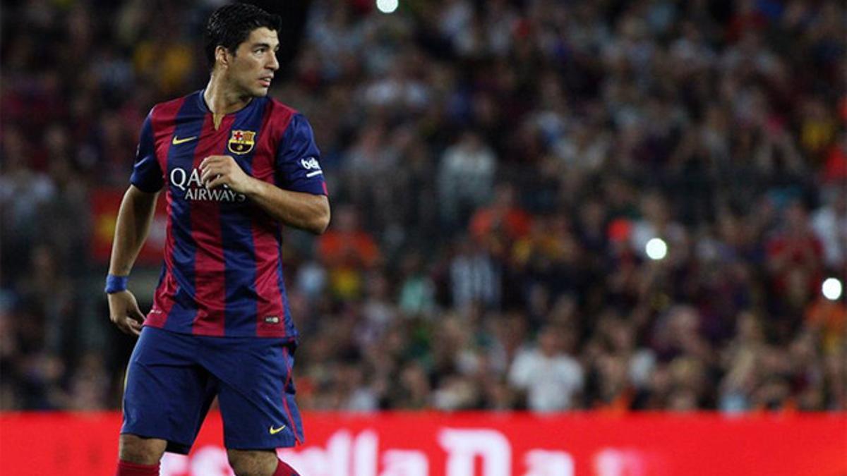 Suárez, durante su debut azulgrana en el Gamper