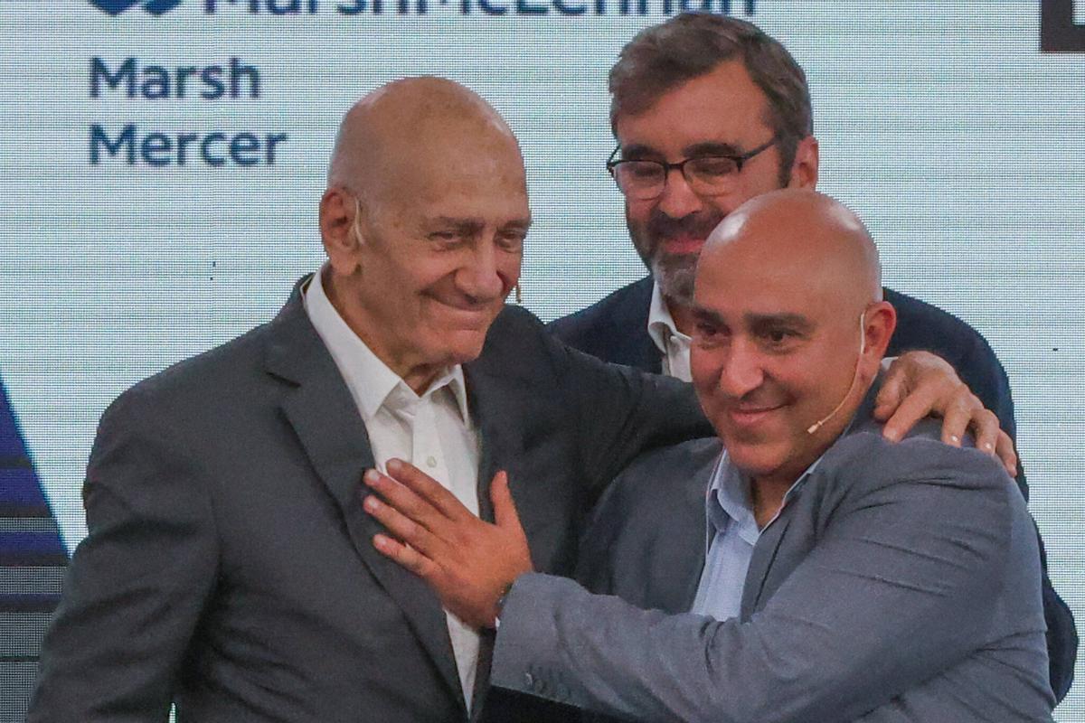 Olmert y Sinijlawi, este sábado, tras su intervención en el Foro La Toja