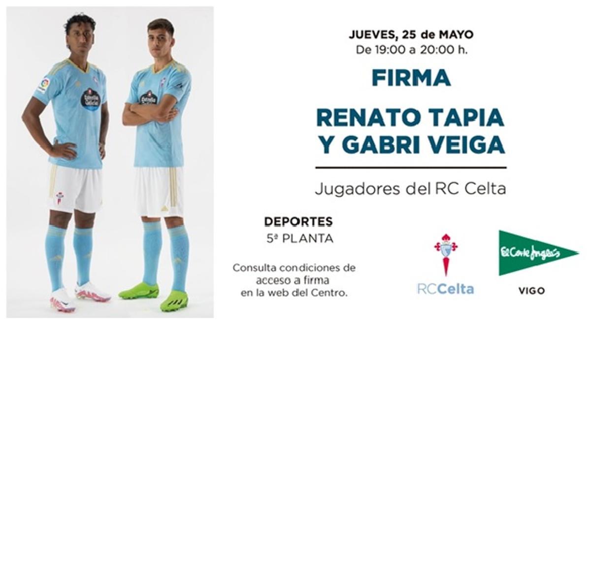 Los dos jugadores del RC Celta firmarán autógrafos.