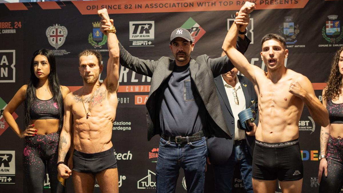 Cristóbal Lorente (derecha), con Grandelli en el pesaje