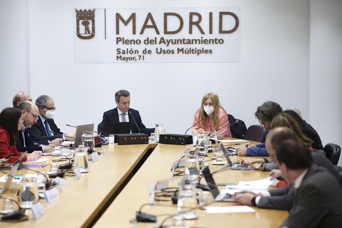 La portavoz municipal, Inmaculada Sanz, durante su comparecencia en la octava sesión de la comisión de investigación del Ayuntamiento de Madrid.