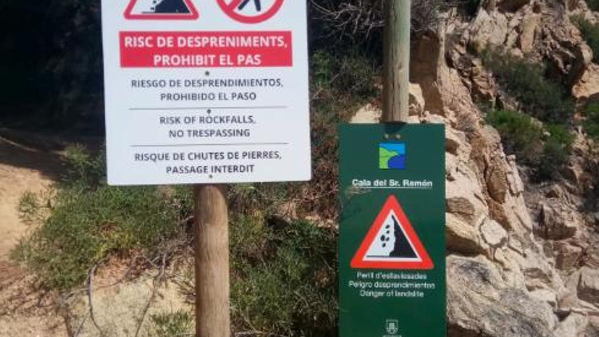 Santa Cristina tanca la cala del Senyor Ramon pel risc de despreniments
