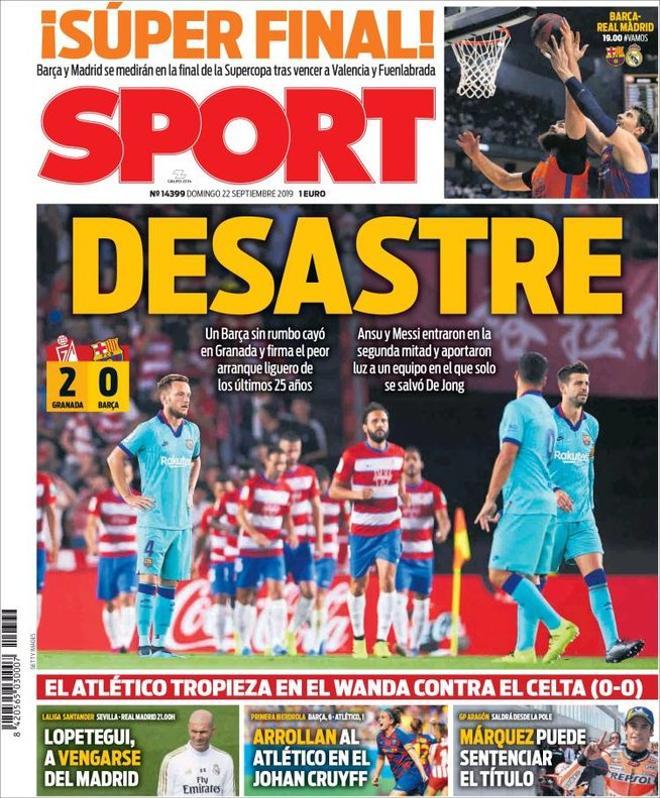 Portada del SPORT del 22 de septiembre de 2019