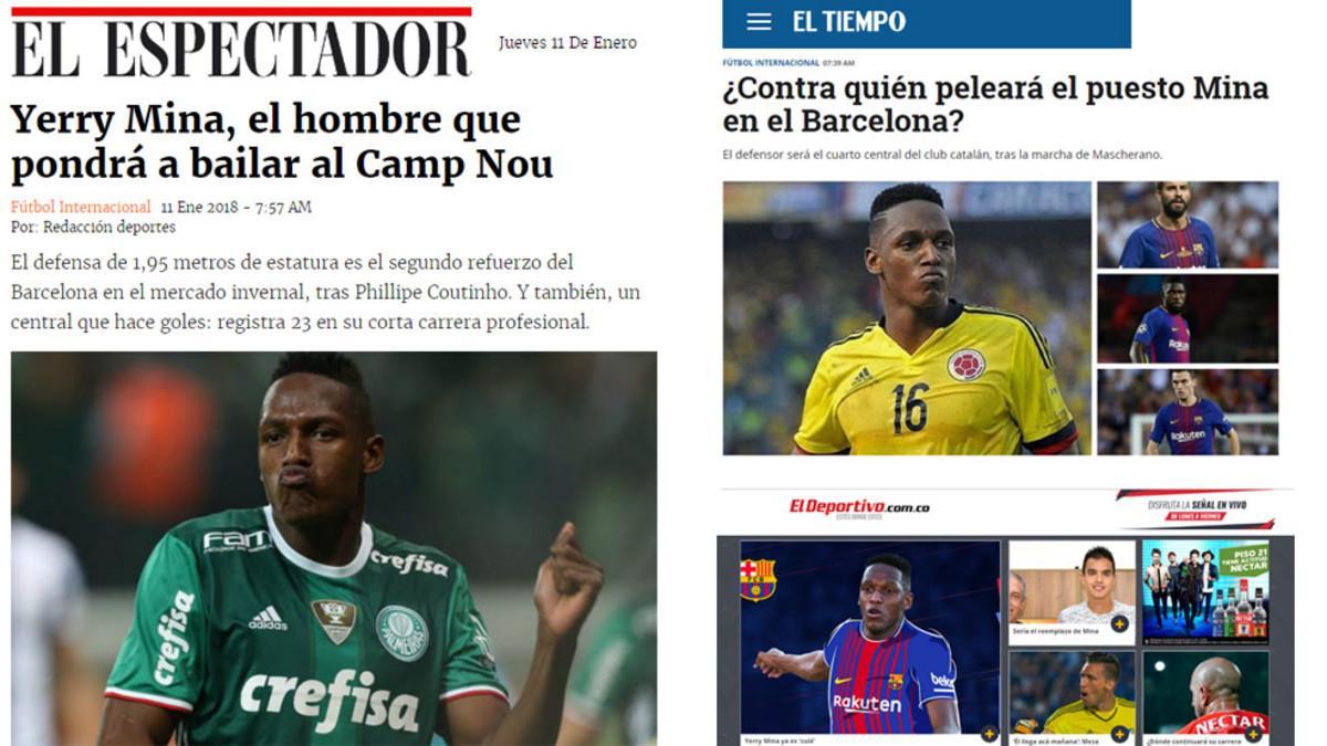 La prensa colombiana destacó el fichaje de Yerry Mina