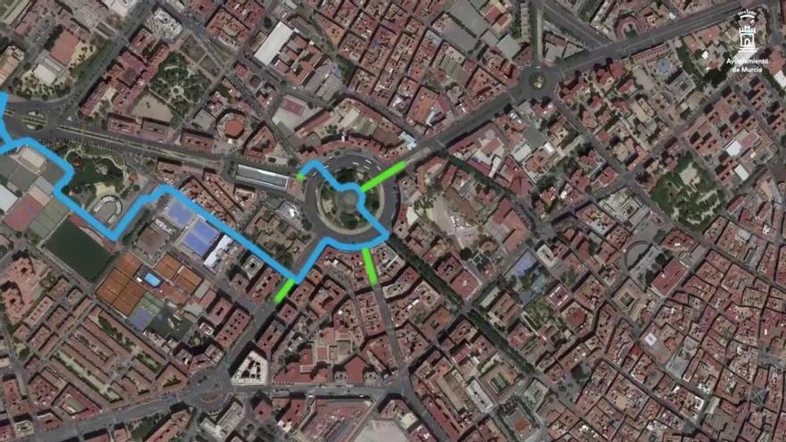 Así será el carril bici en el casco urbano de Murcia