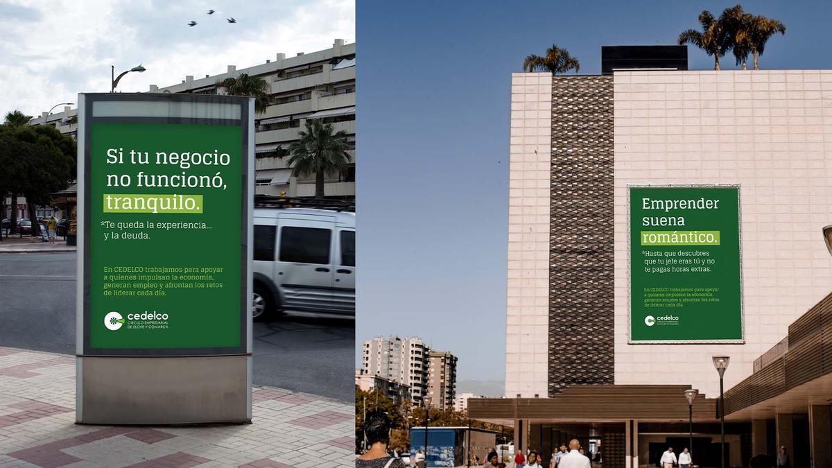 Algunos de los mupis informativos de la campaña de Cedelco