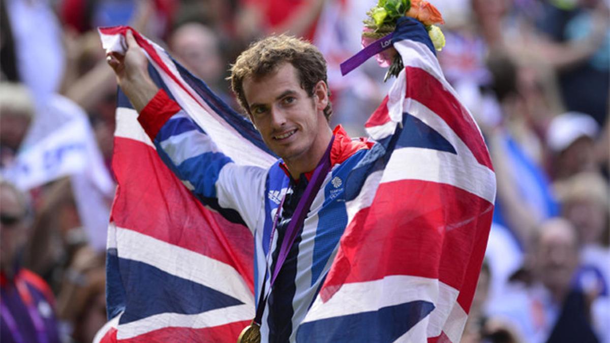 Andy Murray celebra su medalla de Oro en los Juegos Olímpicos de Londres