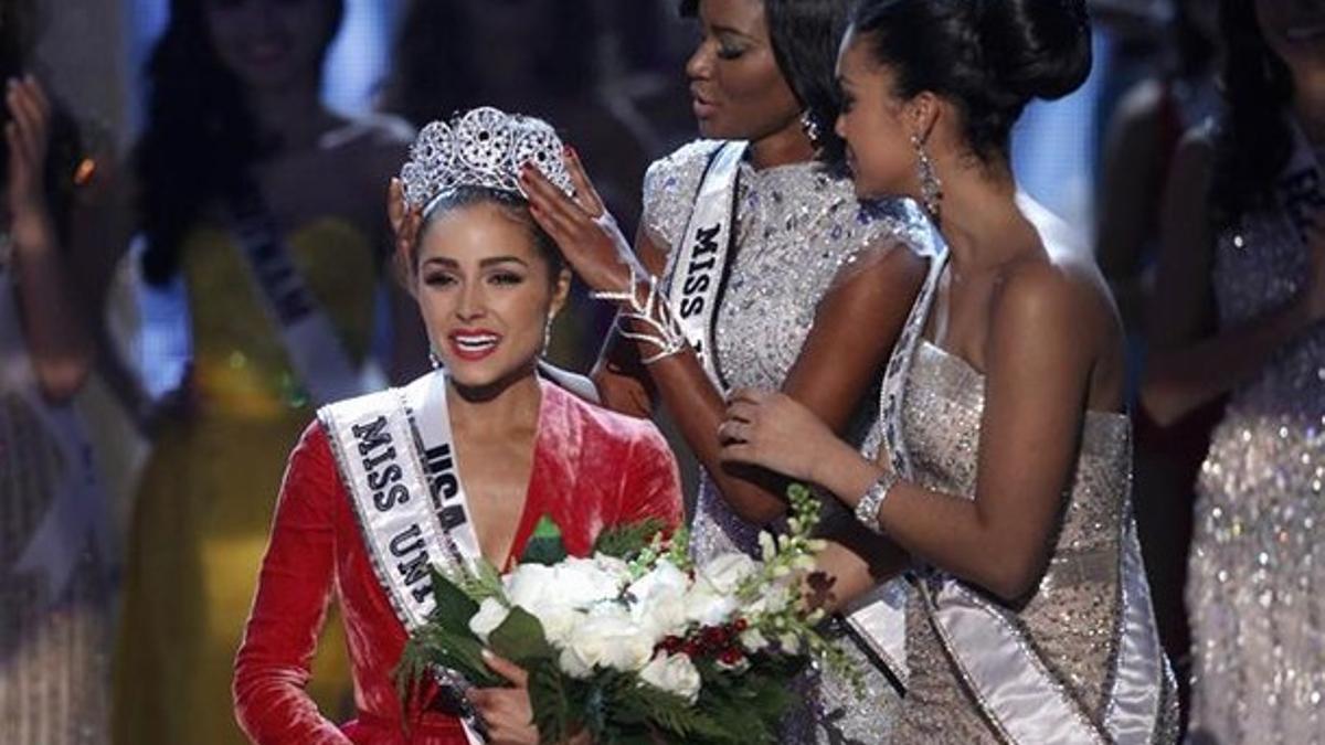 Olivia Culpo, nueva Miss Universo 2012, coronada esta noche en Las Vegas.