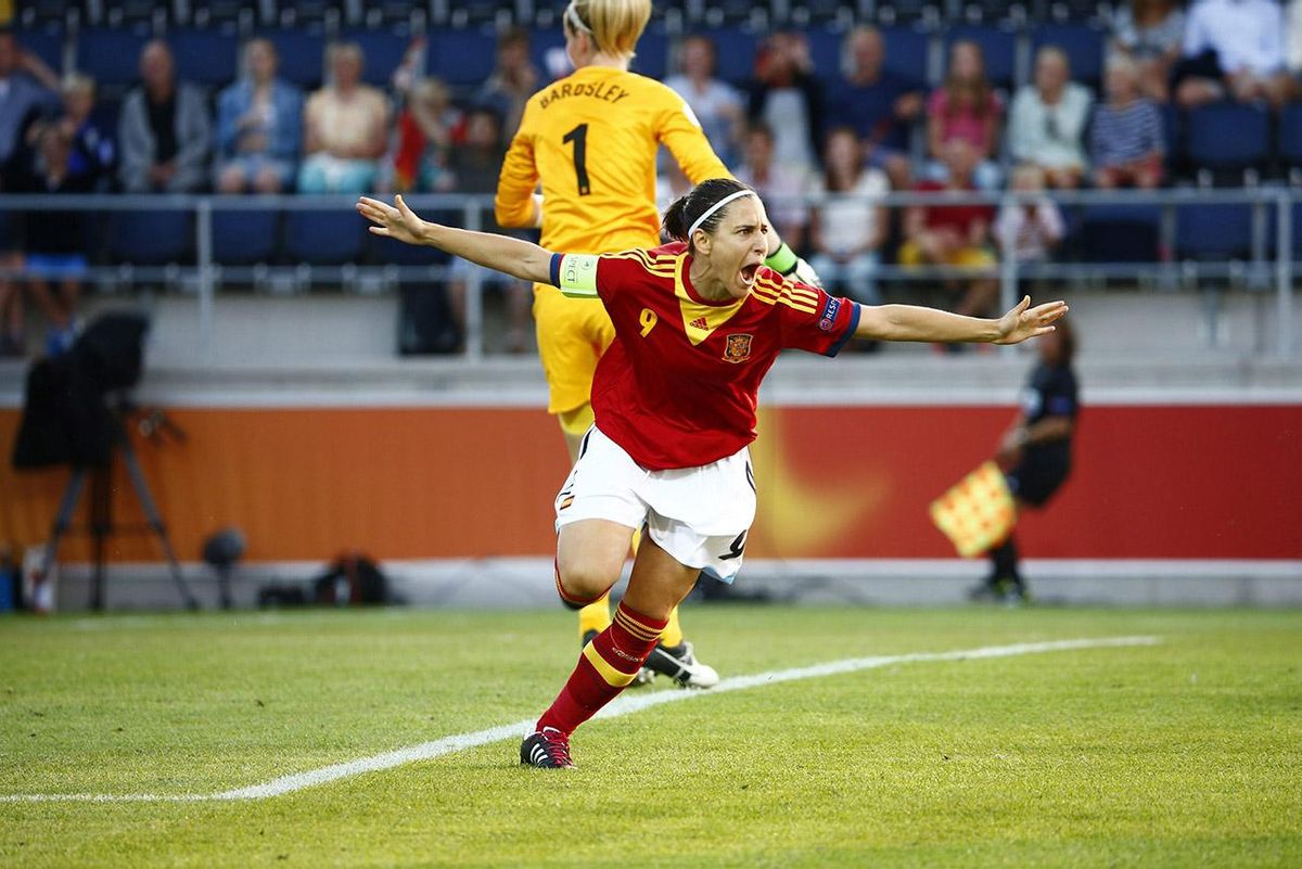 Vero Boquete en un partido con la selección española de fútbol