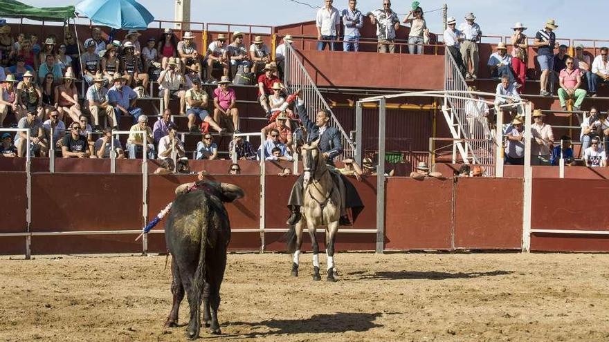 Martín Burgos arenga al tendido antes de entrar en suerte. F