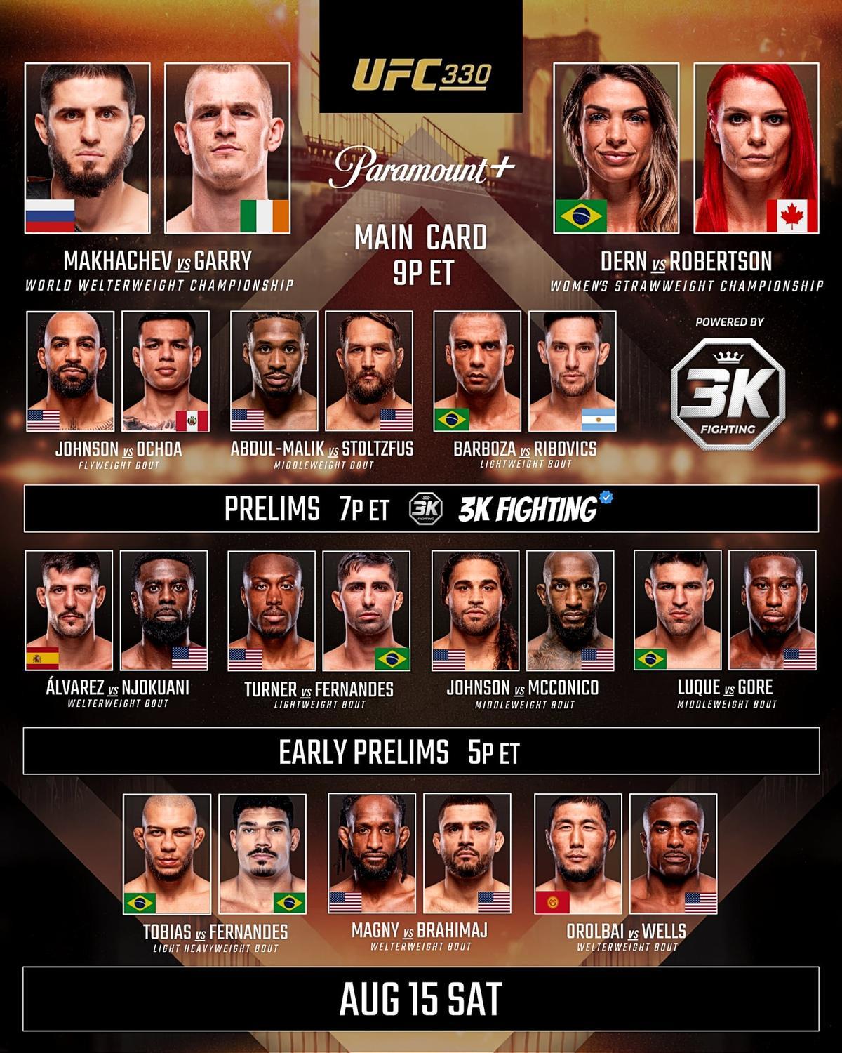 Cartelera UFC 330