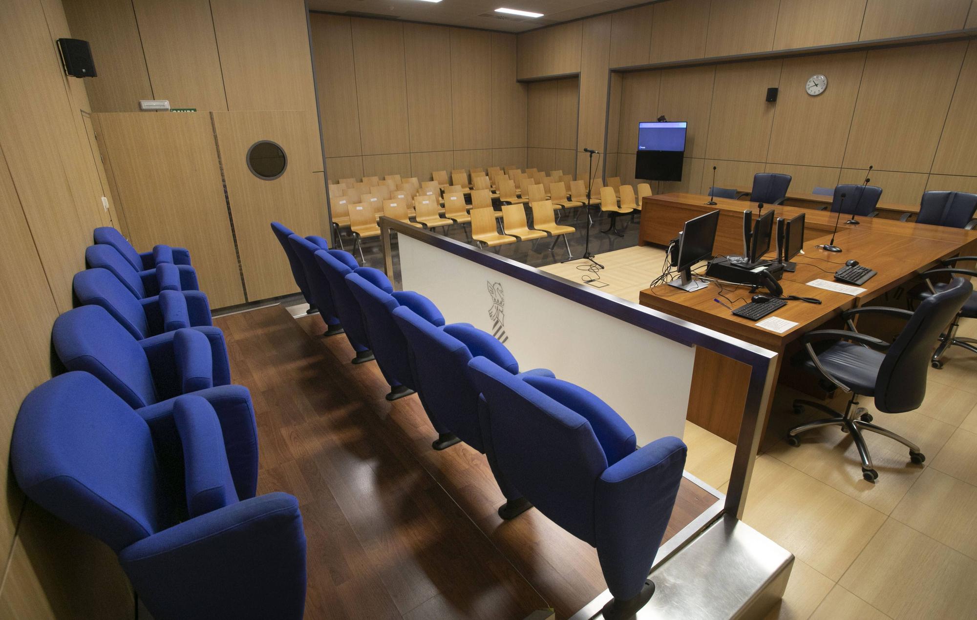 La sala del Tribunal del Jurado de la Ciudad de la Justicia de Valencia