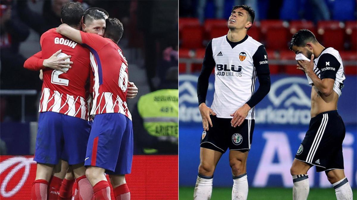 El Atlético ganó y aprovechó la derrota del Valencia