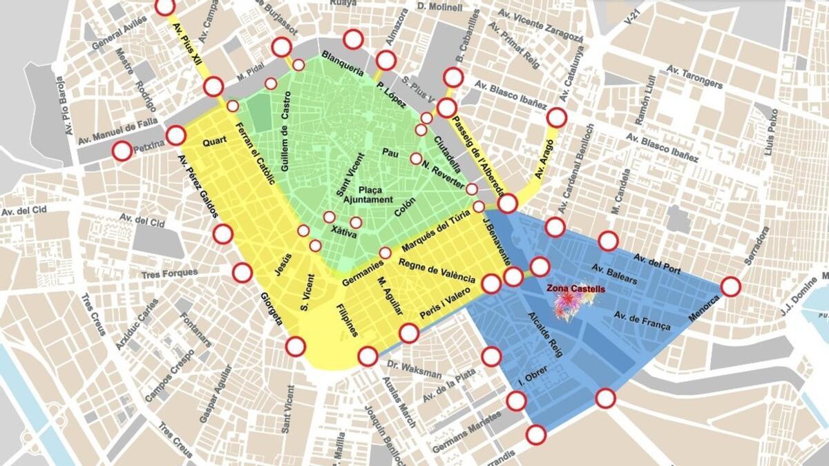Fallas 2023 en Valencia | Calles cortadas al