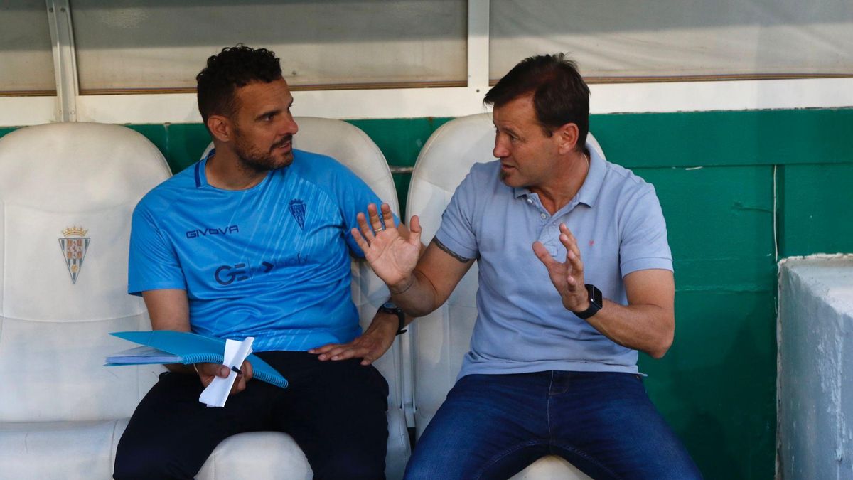 Manuel Mosquera, a la izquierda, junto a Sebas Moyano en la previa al choque ante el Ferrol.