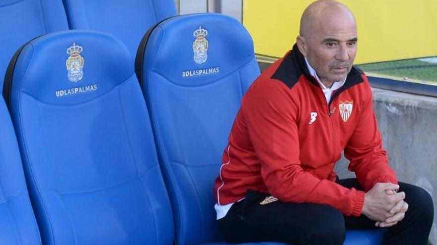 Jorge Sampaoli, en el banquillo visitante del Gran Canaria.