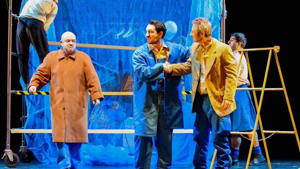 Un ensayo de «Bioconstrución», la nueva producción de la compañía Ibuprofeno Teatro.