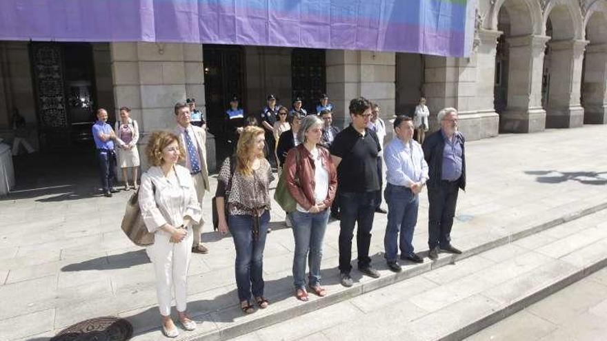 Minuto de silencio ayer en la plaza de María Pita.