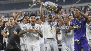 Los jugadores del Botafogo celebran la Copa Libertadores alcanzada frente al Atlético Mineiro en el Monumental de Buenos Aires.