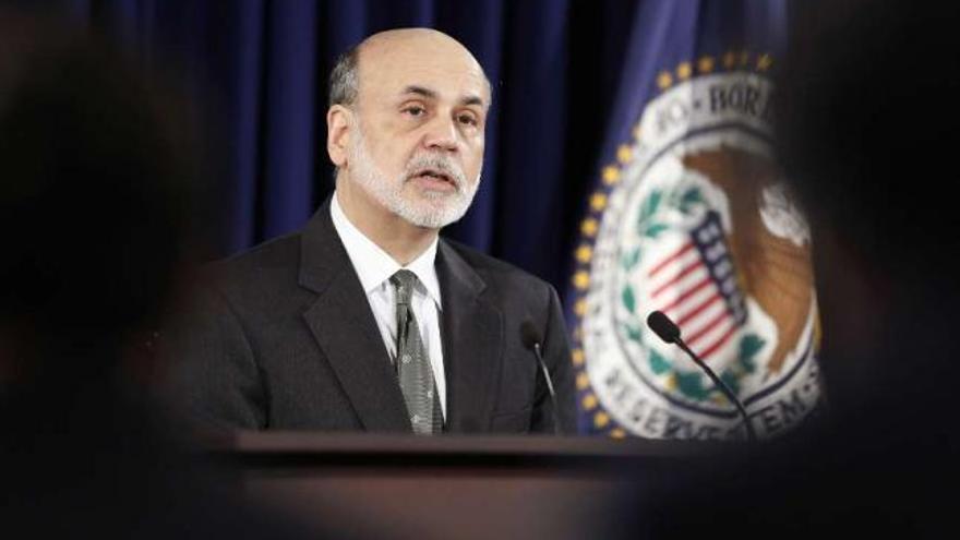 Ben Bernanke, ayer, tras la reunión de la Reserva Federal. / jonathan ernst