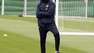 Tito Vilanova, durant l’entrenament per preparar el partit contra el Valladolid.
