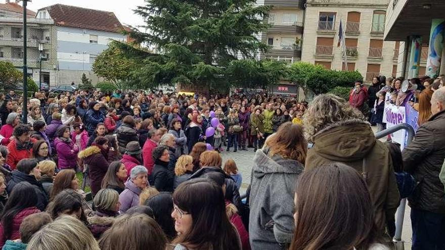 La concentración feminista del pasado 8 de marzo en Moaña. // F.G.S.