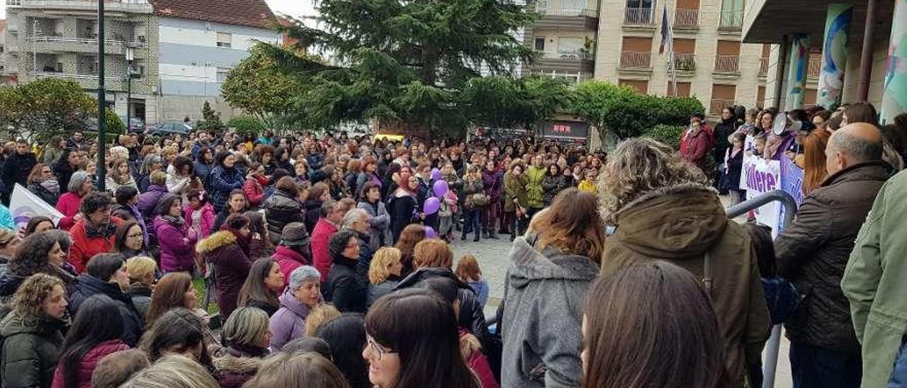 La concentración feminista del pasado 8 de marzo en Moaña. // F.G.S.