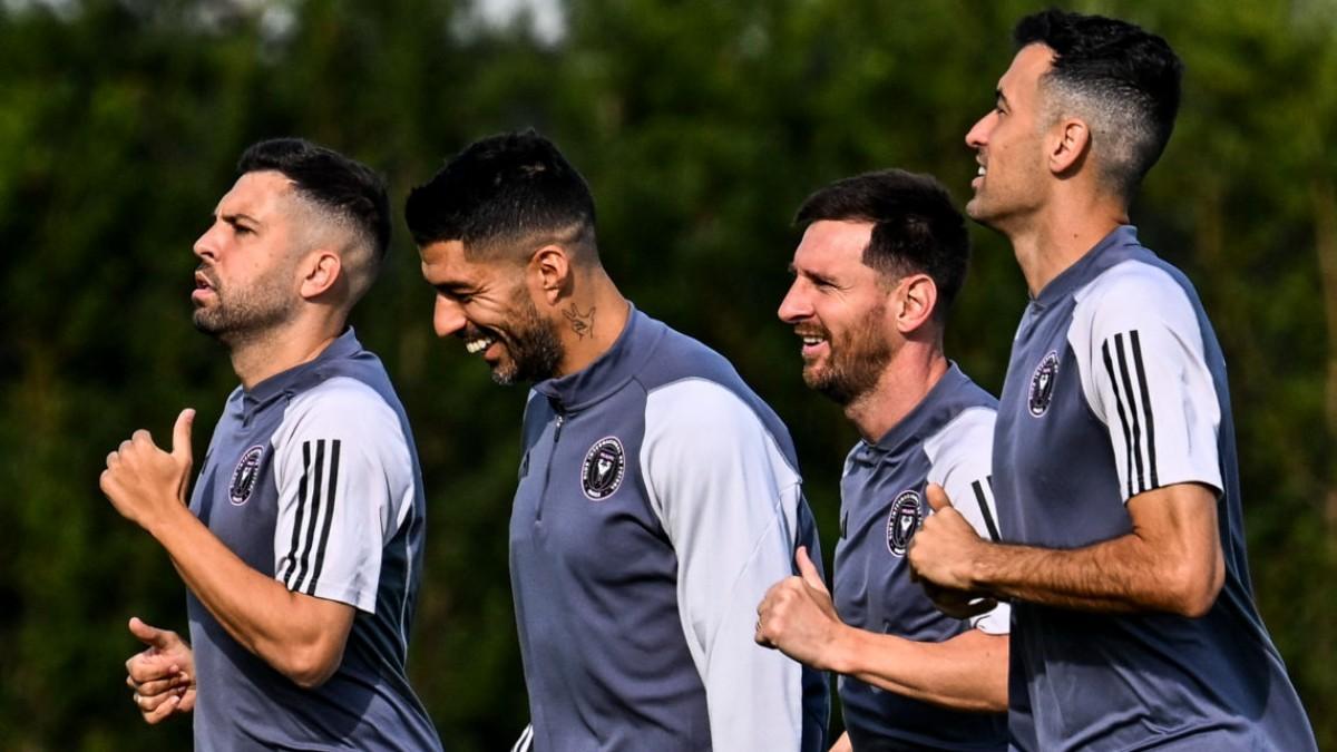 Jordi Alba, Lusi Suárez, Leo Messi y Sergio Busquets, con el Inter Miami