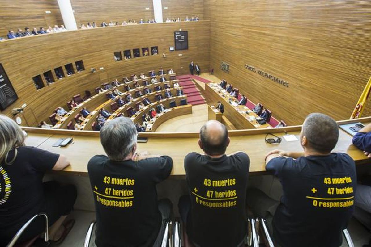 Víctimes del metro de València segueixen el ple de les Corts on es vota la creació d’una nova comissió d’investigació sobre l’accident. Víctimes del metro de València segueixen el ple de les Corts on es vota la creació d’una nova comissió d’investigació sobre l’accident.