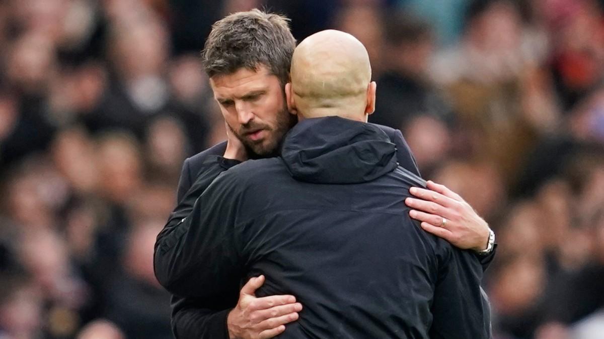 Guardiola saluda a Carrick tras el partido de Old Trafford