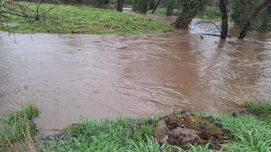 VÍDEO: Desbordamiento del río Nora a su paso por Argüelles, en Siero