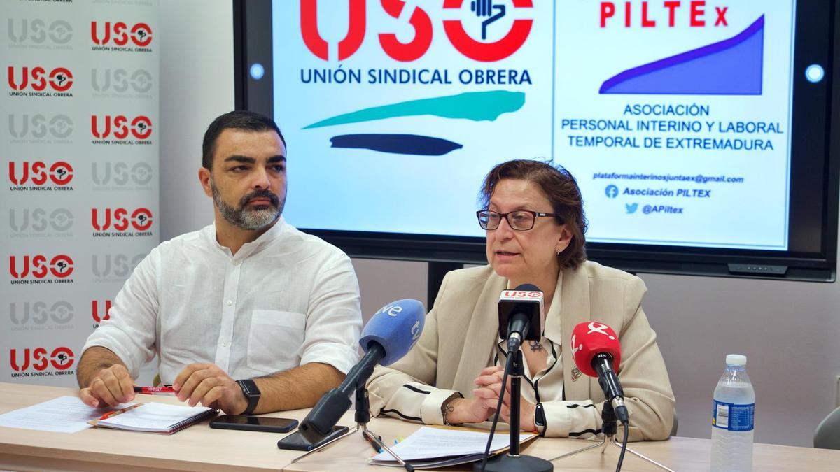 Luis Manuel Gil y Marisa González, responsables de USOy Piltex, ayer.