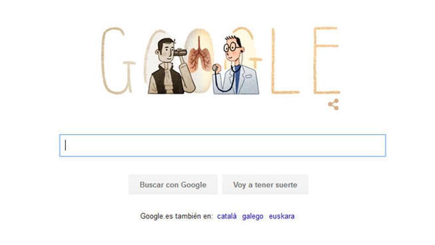René Laënnec, en el doodle de Google.