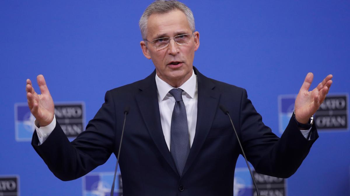 El secretario general de la OTAN, Jens Stoltenberg, durante una rueda de prensa en la sede de la Alianza.