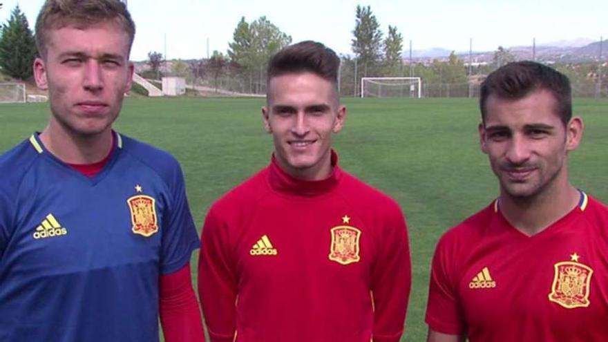 Imagen del vídeo en el que aparecen Rubén Blanco, Denis Suárez y Jonny. // RFEF