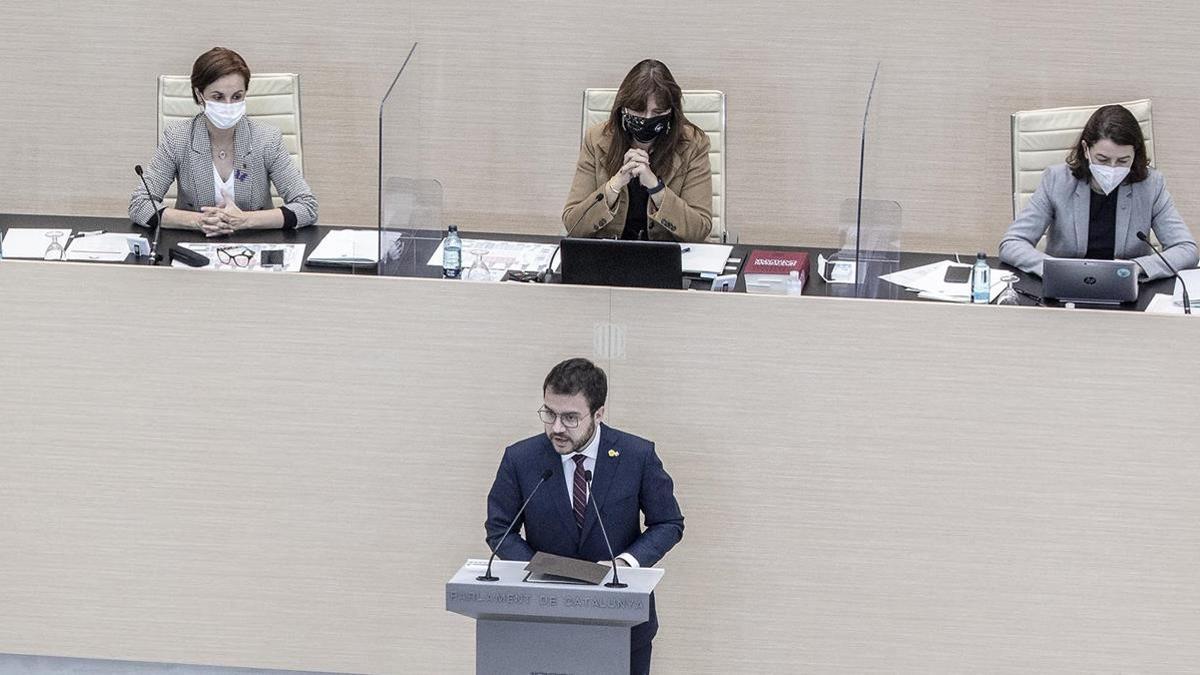 Barcelona 26 03 2021 Debate de investidura en el Parlament para elegir al President de la Generalitat de Catalunya En la foto el candidato de ERC Pere Aragones  Foto de Ferran Nadeu