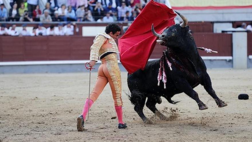 El novillero peruano, en una de sus actuaciones de ayer en Las Ventas.