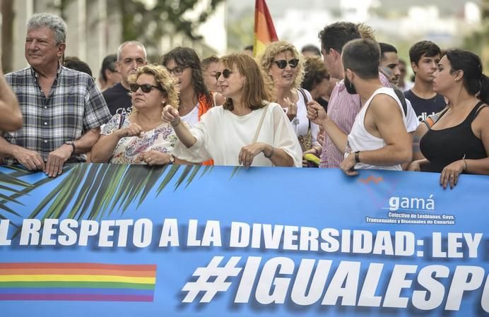 LAS PALMAS DE GRAN CANARIA A 24/06/2017. Este 2017 el lema del orgullo está vinculado a la demanda de la Ley de Igualdad LGTBI que combata los flecos pendientes para la igualdad legal y real. La manifestación discurrió por la avenida de Mesa y López hasta Santa Catalina. FOTO: J.PÉREZ CURBELO