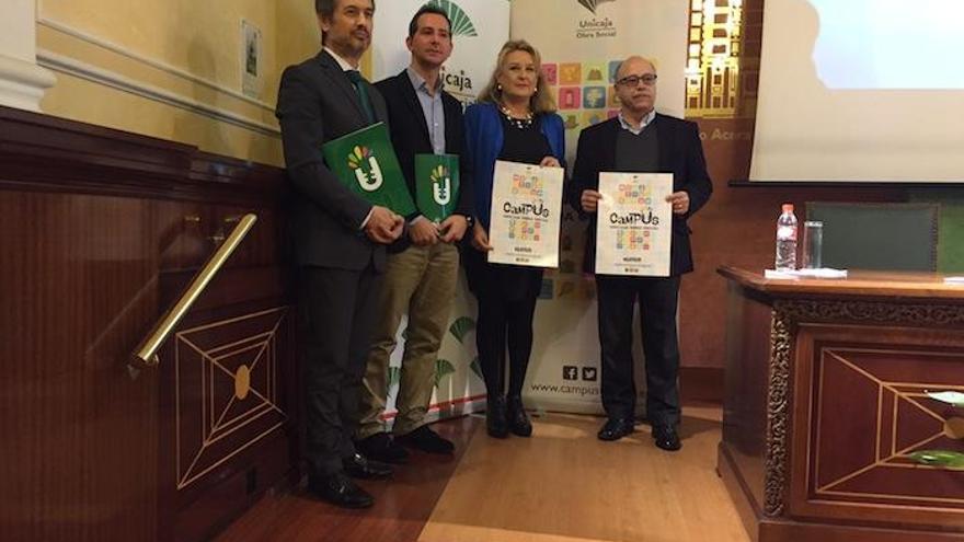 Imagen del acto de presentación de los Campus de Verano, ayer en el salón de actos de Unicaja.