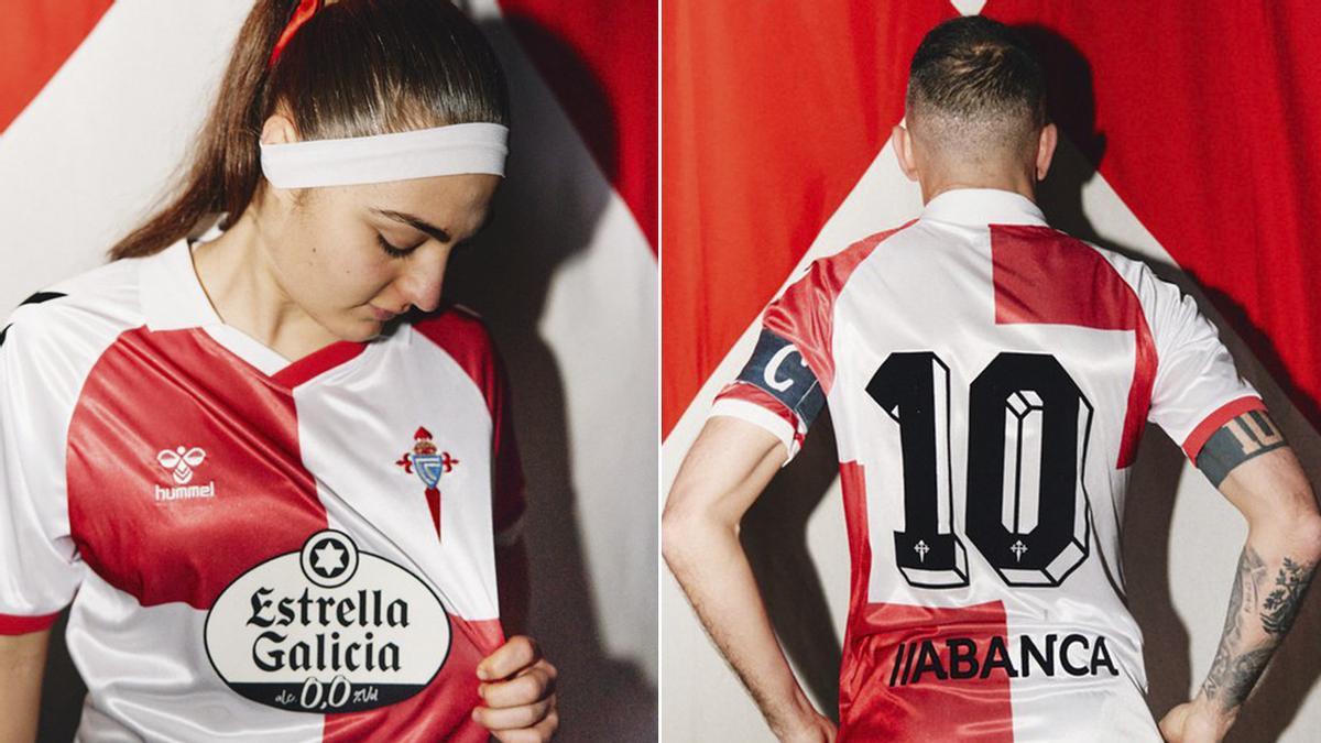 Ana Toubes y Iago Aspas, con la camiseta del Celta para la jornada «retro»
