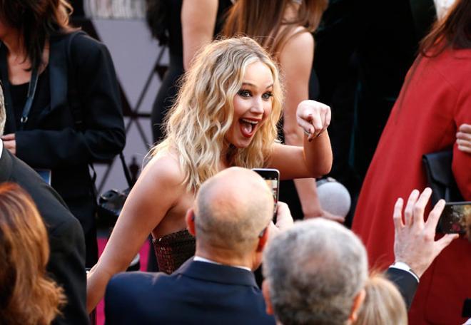 Jennifer Lawrence en los Oscar: divertidísima