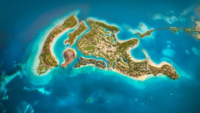 Vista aérea de la isla de Shurayrah. Coral Bloom Project
