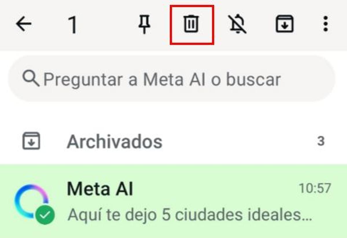Pulsar el icono de la papelera.
