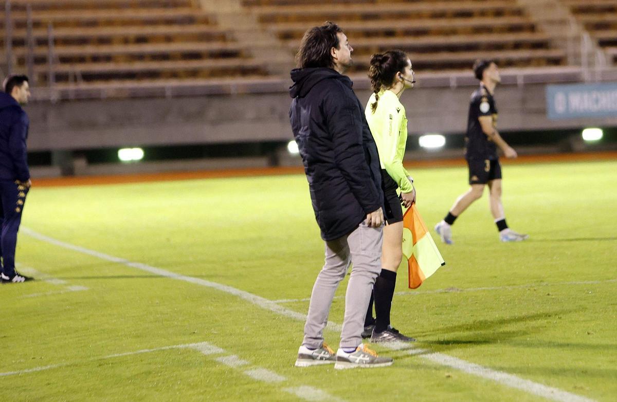 Secho Martínez, durante el partido frente al Arosa SC.