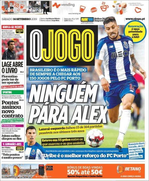 Portada O JOGO sábado 14 septiembre 2019