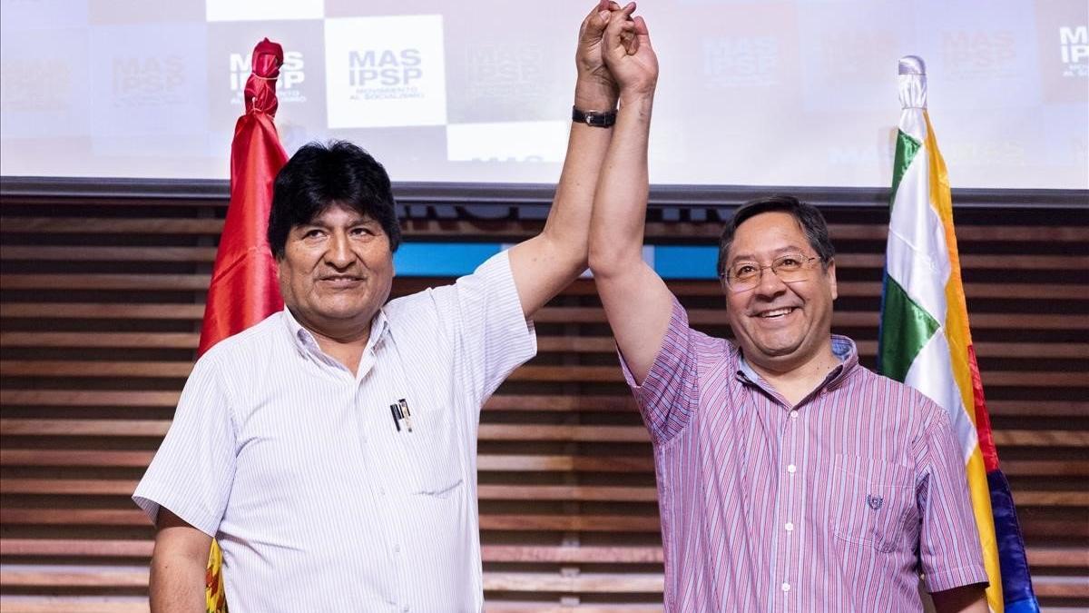 Evo Morales y Luis Arce.