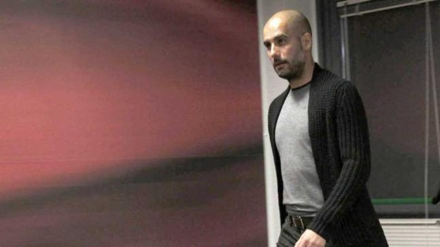 Pep Guardiola, ayer en la sala de prensa del Camp Nou.