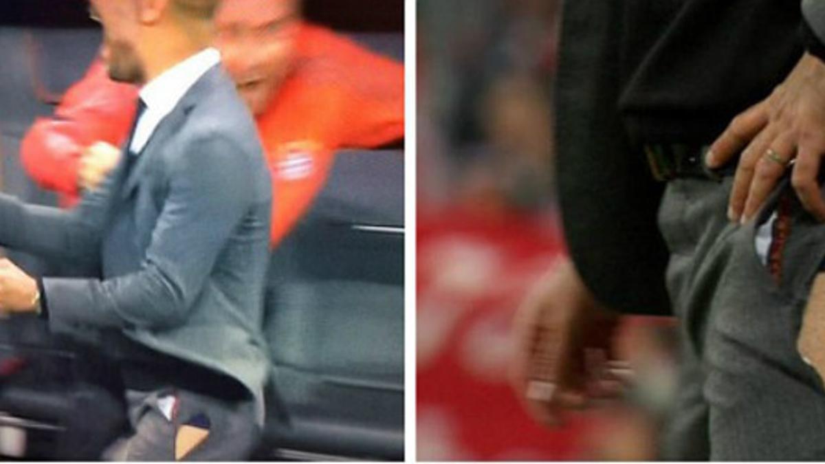 Pep Guardiola rompió sus pantalones de tanto celebrar los goles del Bayern.