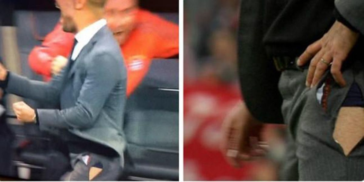 Pep Guardiola va trencar els pantalons de tant celebrar els gols del Bayern. Pep Guardiola va trencar els pantalons de tant celebrar els gols del Bayern.