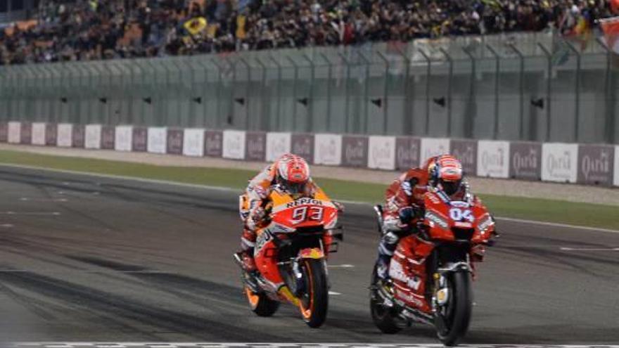 El ajustado final por 23 milésimas entre Andrea Dovizioso y Marc Márquez.